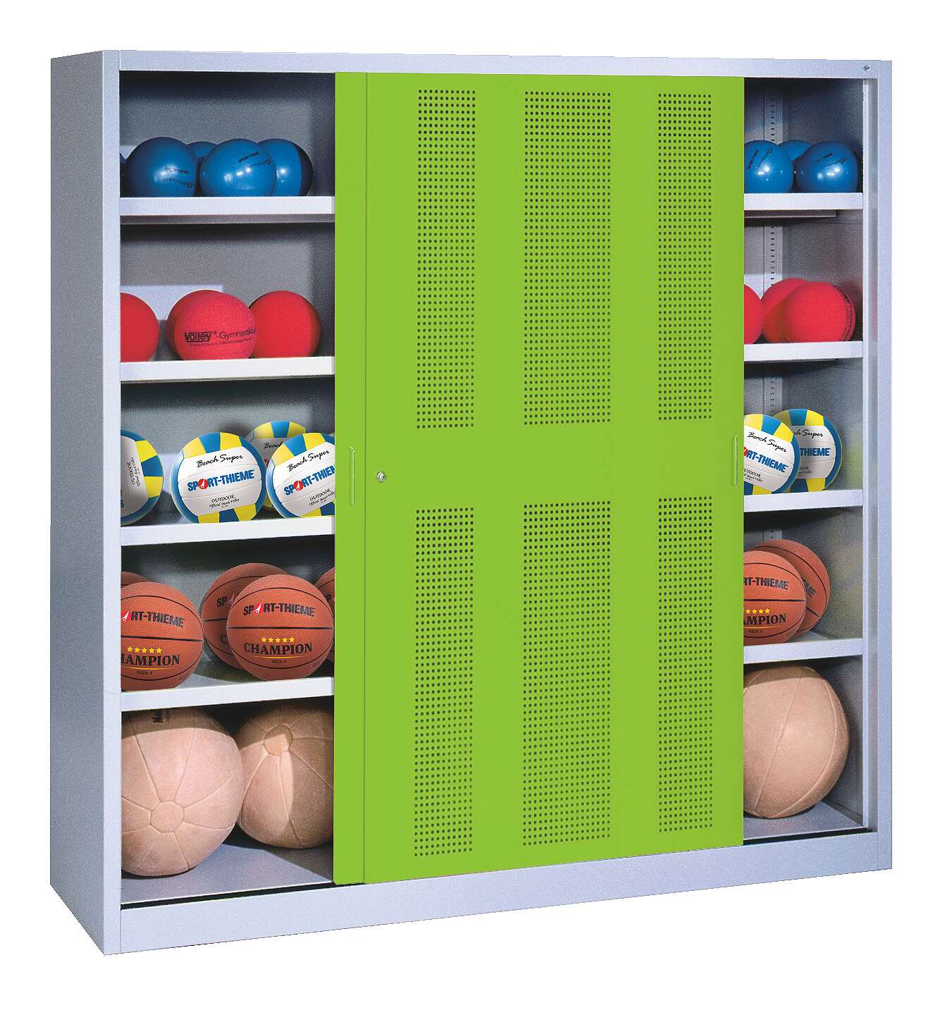C+P Ballschrank mit Lochblech-Schiebetüren (Typ 4)