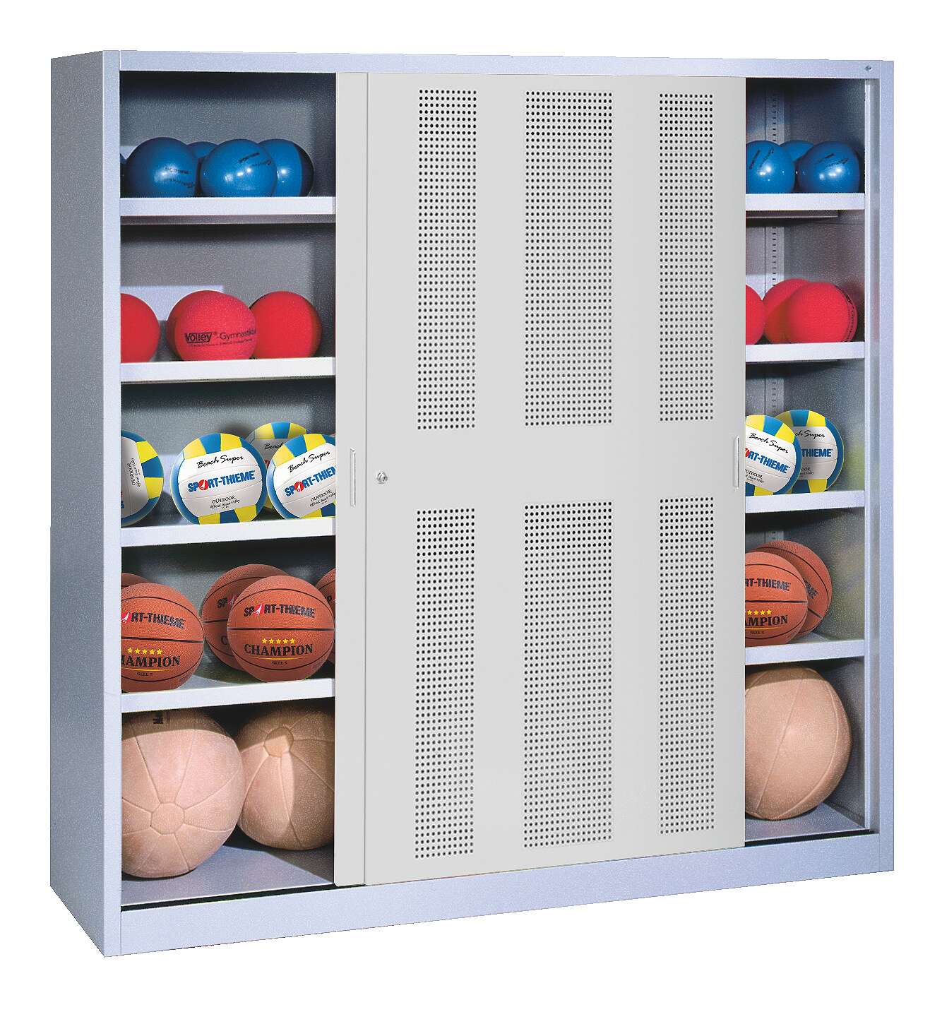 C+P Ballschrank mit Lochblech-Schiebetüren (Typ 4)