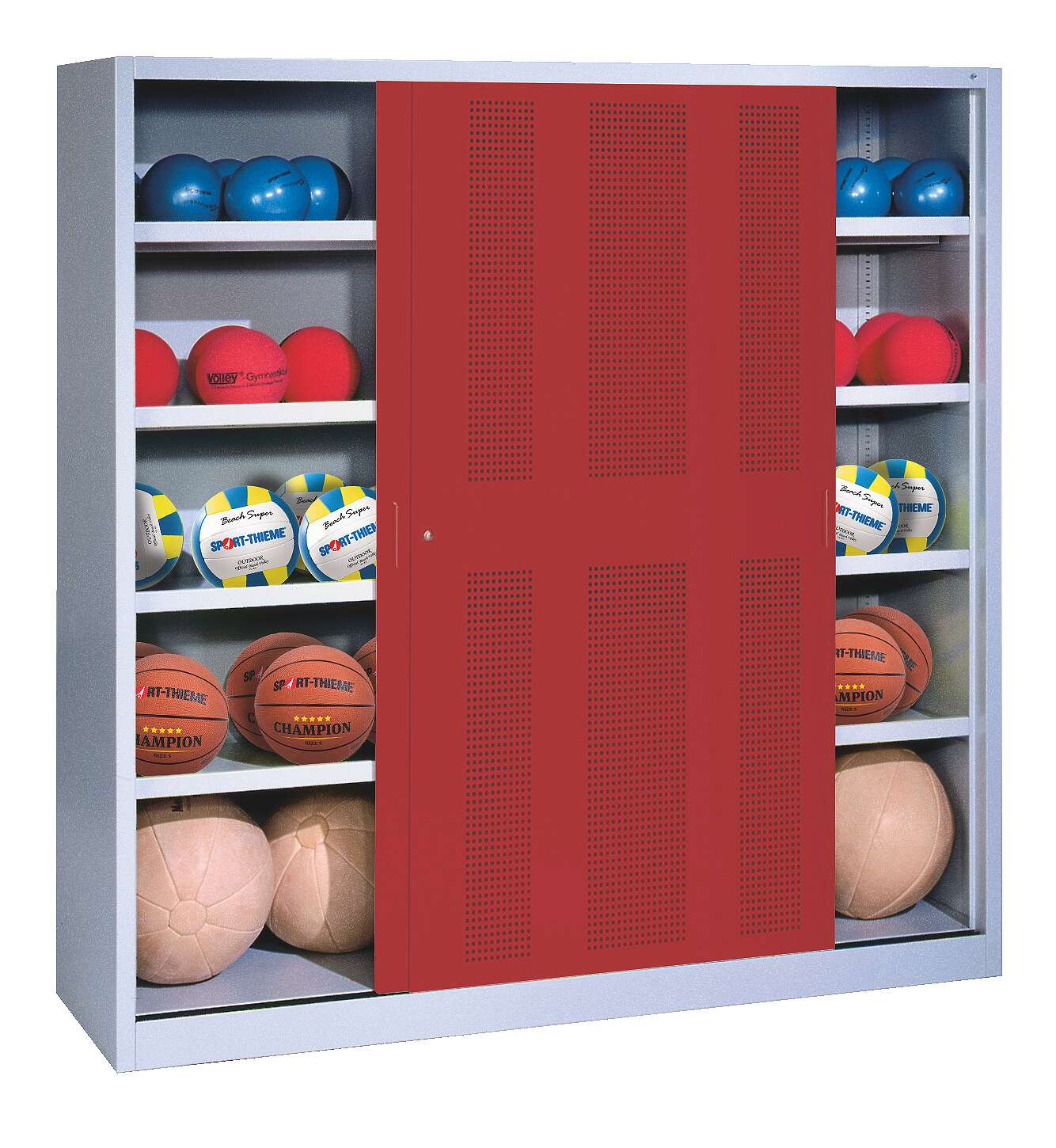 C+P Ballschrank mit Lochblech-Schiebetüren (Typ 4)