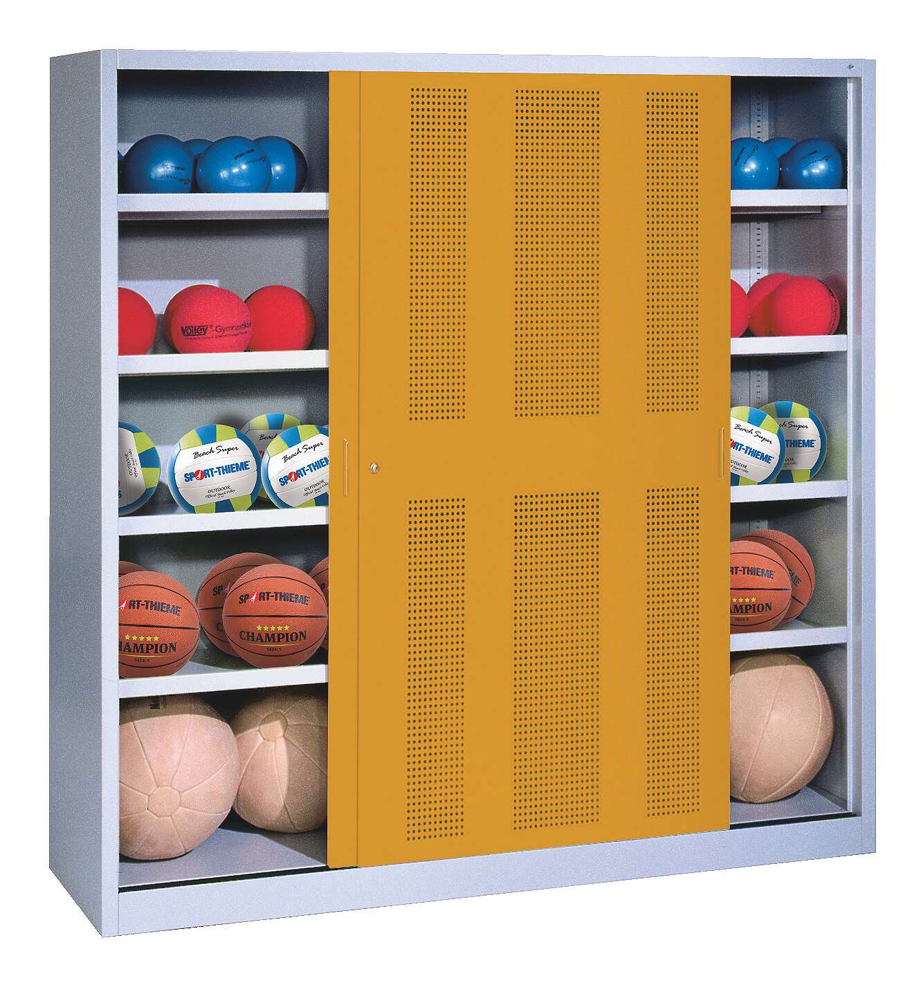 C+P Ballschrank mit Lochblech-Schiebetüren (Typ 4)