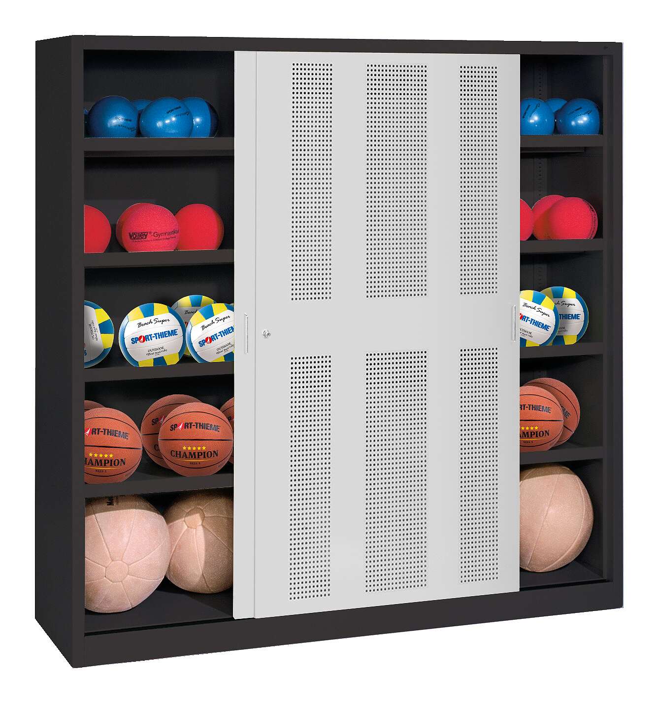 C+P Ballschrank mit Lochblech-Schiebetüren (Typ 4)