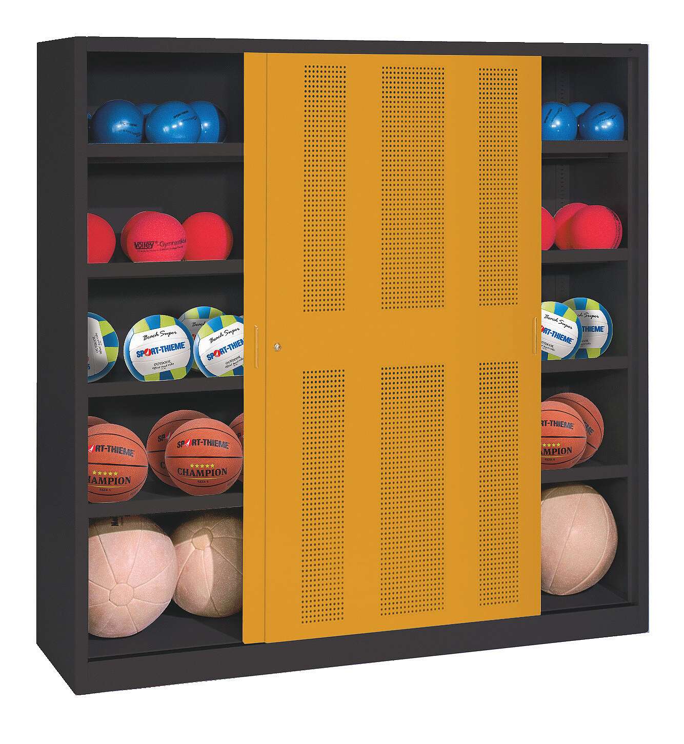 C+P Ballschrank mit Lochblech-Schiebetüren (Typ 4)