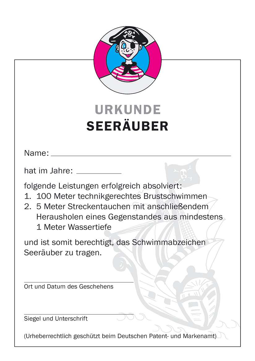 Schwimmurkunde "Seeräuber"