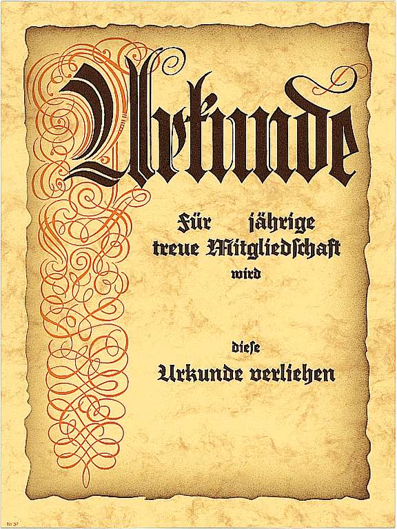 Urkunde "Jubiläum/Mitgliedschaft"