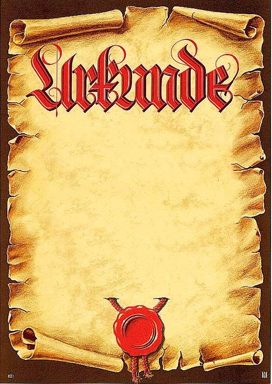 Urkunde auf Marmorkarton